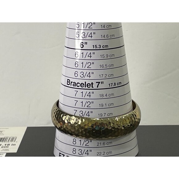 Vintage Golden Bangle Bracelet With Hand Hammered Look Design - Picture 2 of 4